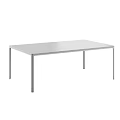 Modern Rectangular Dining Table With Sleek Metal Frame And Smooth Surface