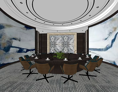 New Chinese Conference Room Round Table Conference Room 3d model