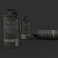M18 Red Smoke Grenade Military Weapon With Green Casing And Warning Label