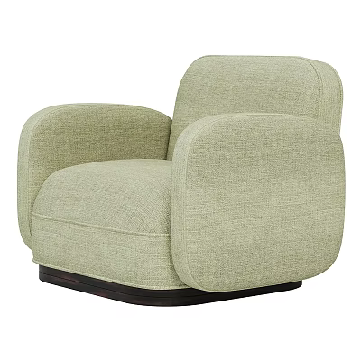 Modern Light Green Fabric Single Seater Sofa with Rounded Armrests and Sturdy Base 3d model