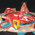 Traditional Chinese Festival Decoration Scene With Red Theme Lion Dance And Fu Characters