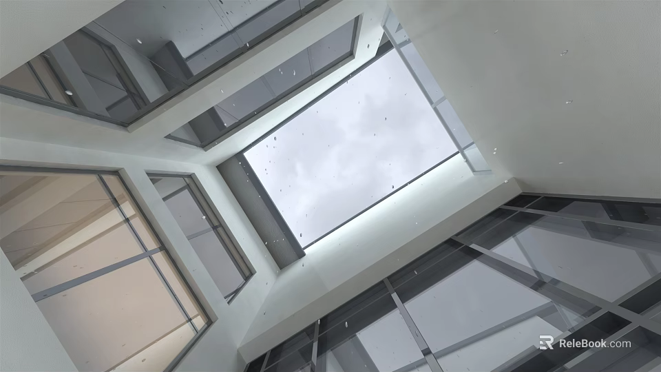 Modern Garden Landscape With Glass Skylight And Geometric Architecture Design 3d model 