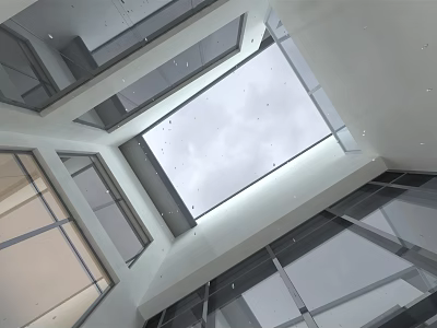 Modern Garden Landscape With Glass Skylight And Geometric Architecture Design 3d model