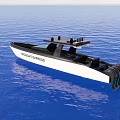 Midnight Express Sport Yacht Black And White Exterior Sailing On Blue Water