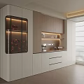 Modern Sideboard Cabinet With Glass Doors LED Lighting And Storage For Dining Room