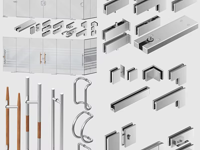 Modern Door Handles With Various Designs And Materials For Home Interior Use 3d model
