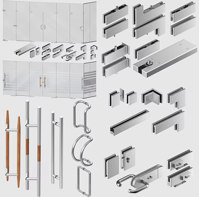 Modern Door Handles With Various Designs And Materials For Home Interior Use 3d model