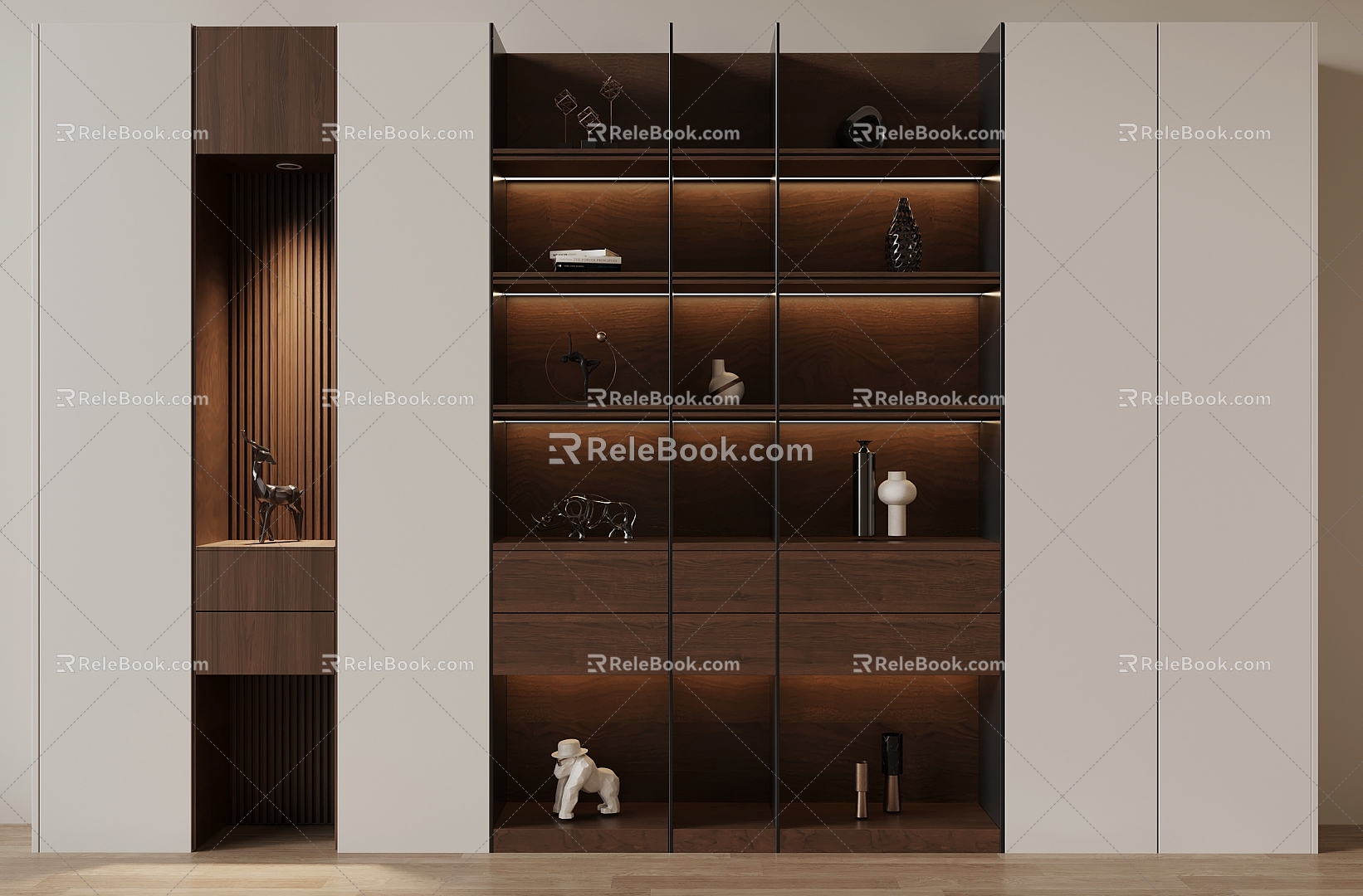 Middle Style Bookcase 3d model