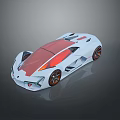 Futuristic White And Red Sports Car With Sleek Body And Stylish Wheels