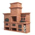 Traditional Brick Kitchen Cookware With Multiple Ovens Chimney And Firewood Storage
