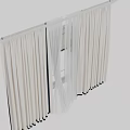 White Sheer Layered Curtains With Striped Valance For Interior Light Filtering 3d model
