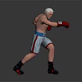 Game Movie Character Shirtless White Haired Boxer With Red Gloves Gray Shorts And Boxing Stance