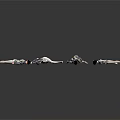 Silver Humanoid Figures With Black Heads In Various Poses On White Background