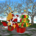 Commercial Christmas Decoration Display Equipment Featuring Santa Claus And Gift Boxes