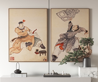 New Chinese Figure Painting Hanging Painting Decorative Painting 3d model