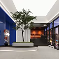 Modern Hotel Lobby Interior With Orange Chairs Large Artwork And Glass Partitions