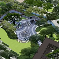 Garden Landscape Design with Lush Trees Winding Pathways and Green Lawns