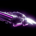 Futuristic Sleek Car With Purple Accent Lights And Hovering Design In Motion