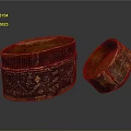 Vintage Wooden Decorative Ornament Set With Carved Patterns One Closed One Open Design