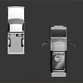 White and Gray Pickup Trucks with Open Bed and Spare Tire on Roof