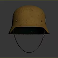 Vintage Yellow Helmet with Worn Surface Leather Strap and Emblem as Daily Living Item