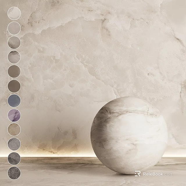 Marble Construction Components With Color Swatches And Sphere On Textured Wall 3d model 