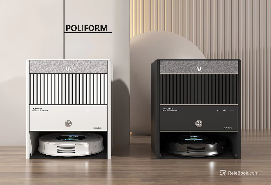 White And Black Home Appliances With Robot Vacuum 3d model 