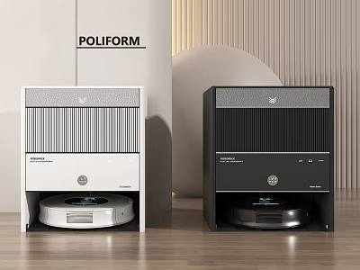 White And Black Home Appliances With Robot Vacuum 3d model