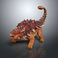 Fierce Spiked Dinosaur With Red Orange Skin Curled Tail And Open Mouth