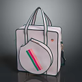 White Box Bag With Black Trim Two Handles And Round Stripe Decoration