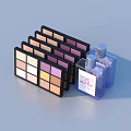 Neatly Arranged Colorful Eyeshadow Palettes And Transparent Perfume Bottles As Daily Essentials
