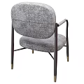 Gray Textured Fabric Leisure Chair With Metal Frame And Curved Armrests Design