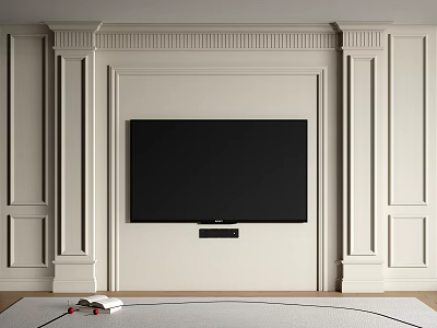 Classic TV Wall Design With Panel Molding And Embedded TV 3d model