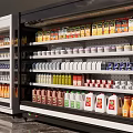 Black And White Commercial Refrigerator Display Cabinets With Glass Doors Holding Various Bottled Beverages