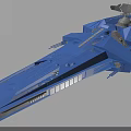 Blue Sci Fi Spaceship Model With Detailed Bridge And Weapon Systems 3d model