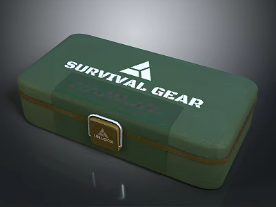 Green Survival Gear Box With Logo For Outdoor Emergency Supplies 3d model