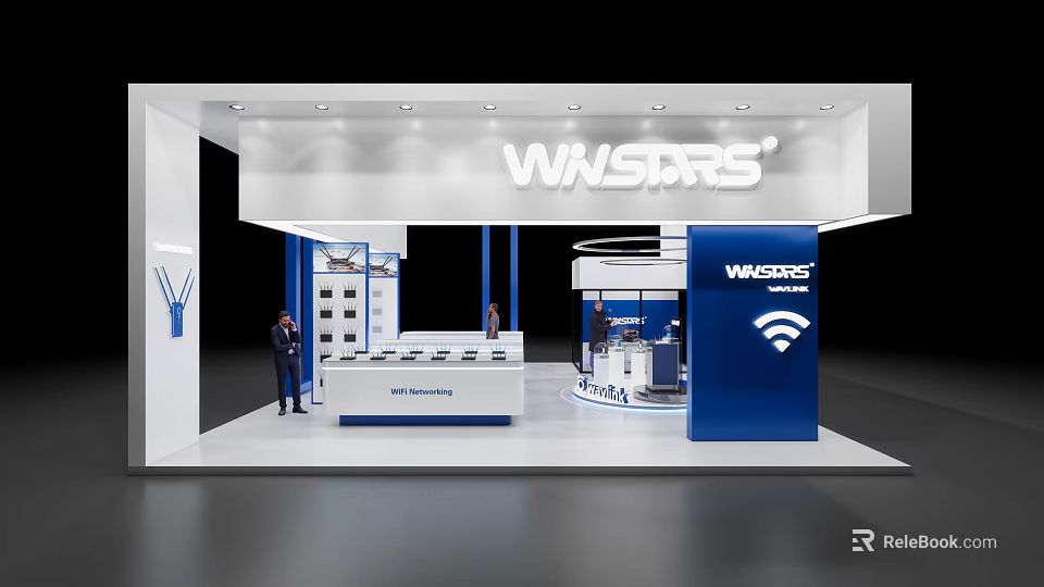 WISPRS Trade Show Booth With Modern Design Brand Signage And Product Display Counters 3d model 