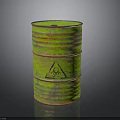 Rusty Green Drum With Biohazard Symbol Isolated On Dark Background For Hazardous Waste