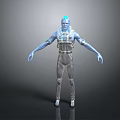 Futuristic Sci-Fi Character With Blue Glowing Head And Mechanical Armor Design 3d model