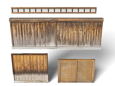 Wooden Wall Chinese Wall Japanese Wall Wooden Wall Chinese Traditional Wall Japanese Wall 3d model