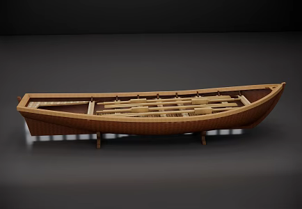 Modern Wooden Boat Wooden Sampan Boat 3d model