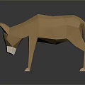 Low Poly Brown Donkey Animal Model With Geometric Design And Dark Background Reflection 3d model