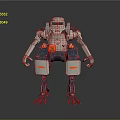 Mechanical Robot Design With White Gray Orange Body Mechanical Arms Legs And Control Panel