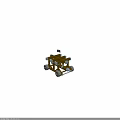 Medieval Siege War Machine With Brown Wooden Frame Metal Wheels And Spike Arm