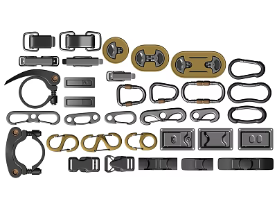 Various Metal Hardware Tools Including Buckles Rings Clips Fasteners for Industrial DIY Applications 3d model