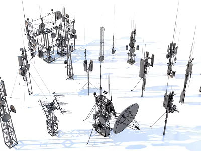 Heavy Duty Industrial Equipment Featuring Communication Towers Antennas And Satellite Dishes 3d model
