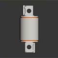 White cylindrical industrial component with orange ring and top bottom connectors