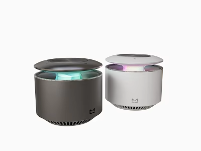 Dual Bluetooth Speakers With Colorful LED Lights Dark Gray And White Design 3d model