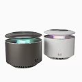 Dual Bluetooth Speakers With Colorful LED Lights Dark Gray And White Design