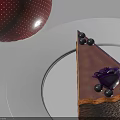 Red Star Mug With Hot Cocoa Marshmallows Candy Cane And Layered Cake With Blueberries On White Plate